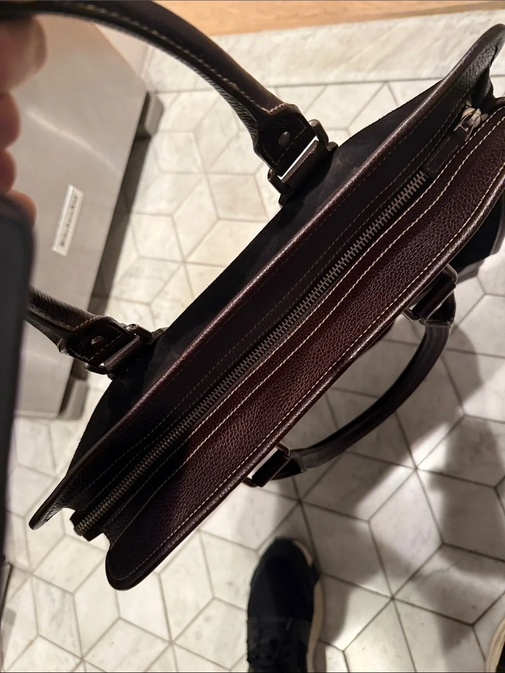 Gucci Brown and Burgundy Suede Shield Tote Bag